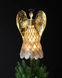 Balsam Hill Capiz Angel Lighted Tree Toppers New