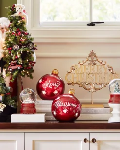 Balsam Hill Lit Tabletop Merry Christmas Ornaments Clearance