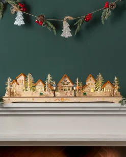 Balsam Hill Lit Wooden Christmas Mantel Villages Outlet