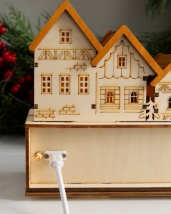 Balsam Hill Lit Wooden Christmas Mantel Villages Outlet