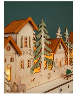Balsam Hill Lit Wooden Christmas Mantel Villages Outlet
