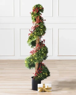 Balsam Hill Outdoor Beacon Hill Cypress Artificial Christmas Topiaries