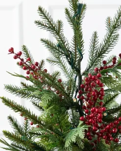 Balsam Hill Outdoor Red Berry Evergreen Potted Trees New