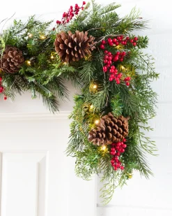 Balsam Hill Outdoor Red Berry Pine Foliage New