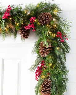 Balsam Hill Outdoor Red Berry Pine Foliage New