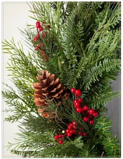 Balsam Hill Outdoor Red Berry Pine Foliage New