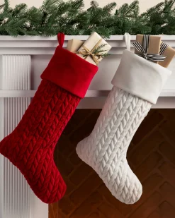 Balsam Hill Plush Braid Stockings New