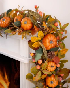 Balsam Hill Pumpkin & Eucalyptus Foliage New