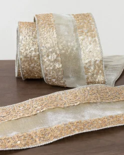 Balsam Hill Sequined Christmas Tree Ribbon Clearance